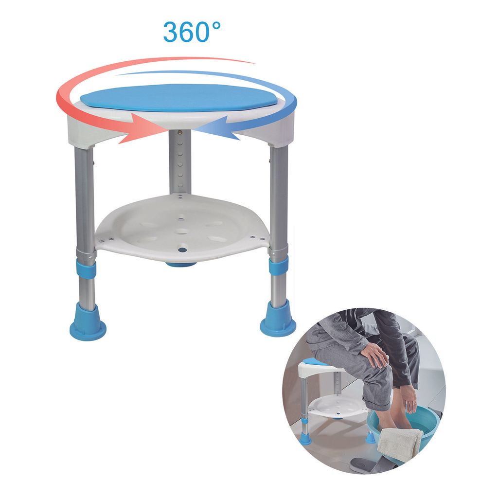 XINZI Duschhocker Badhocker Höhenverstellbar 360°Drehbarer 200kg - Duschstuhl Duschhilfe Duschsitz Badsitz der Weiß Sitzplatte