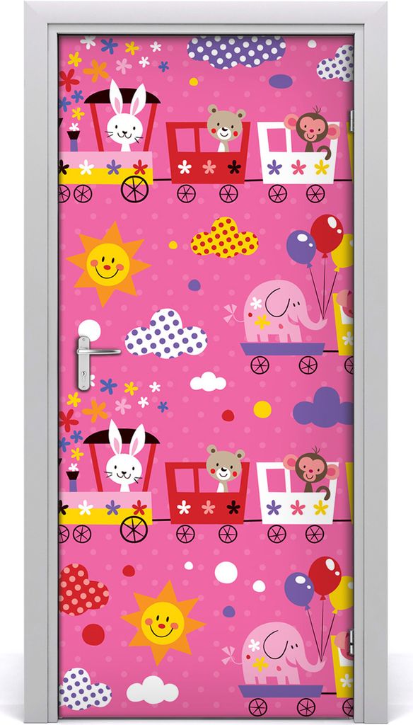 Tulup Türaufkleber 95x205 cm Dekorative Aufkleber Selbstklebend Wasserdichte Tapete Abnehmbar Schlafzimmer Wohnzimmer Wohnkultur - fröhlicher Zug