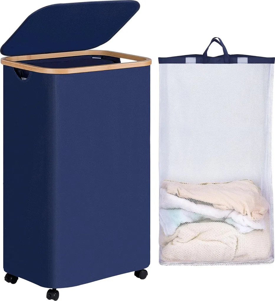 Panier à linge mobile 100L fini le mal de dos avec ce chariot gris sale