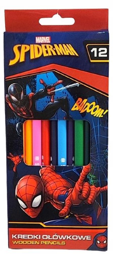 Kredki ołówkowe trójkątne 12 kolorów Spiderman Majewski Zdjęcie produktu 