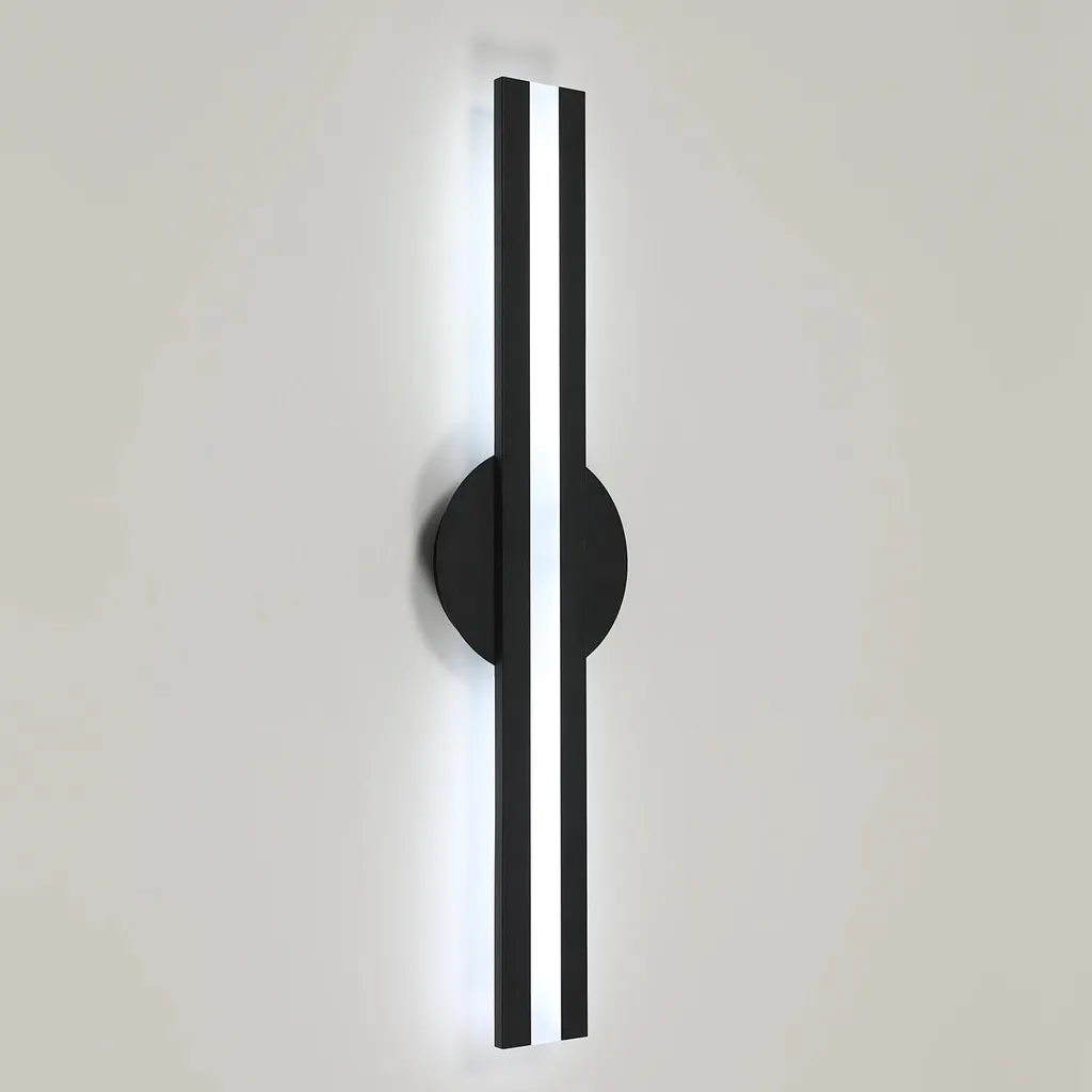 Applique murale LED 6500K pour miroir de salle de bain ou couloir 18W noire