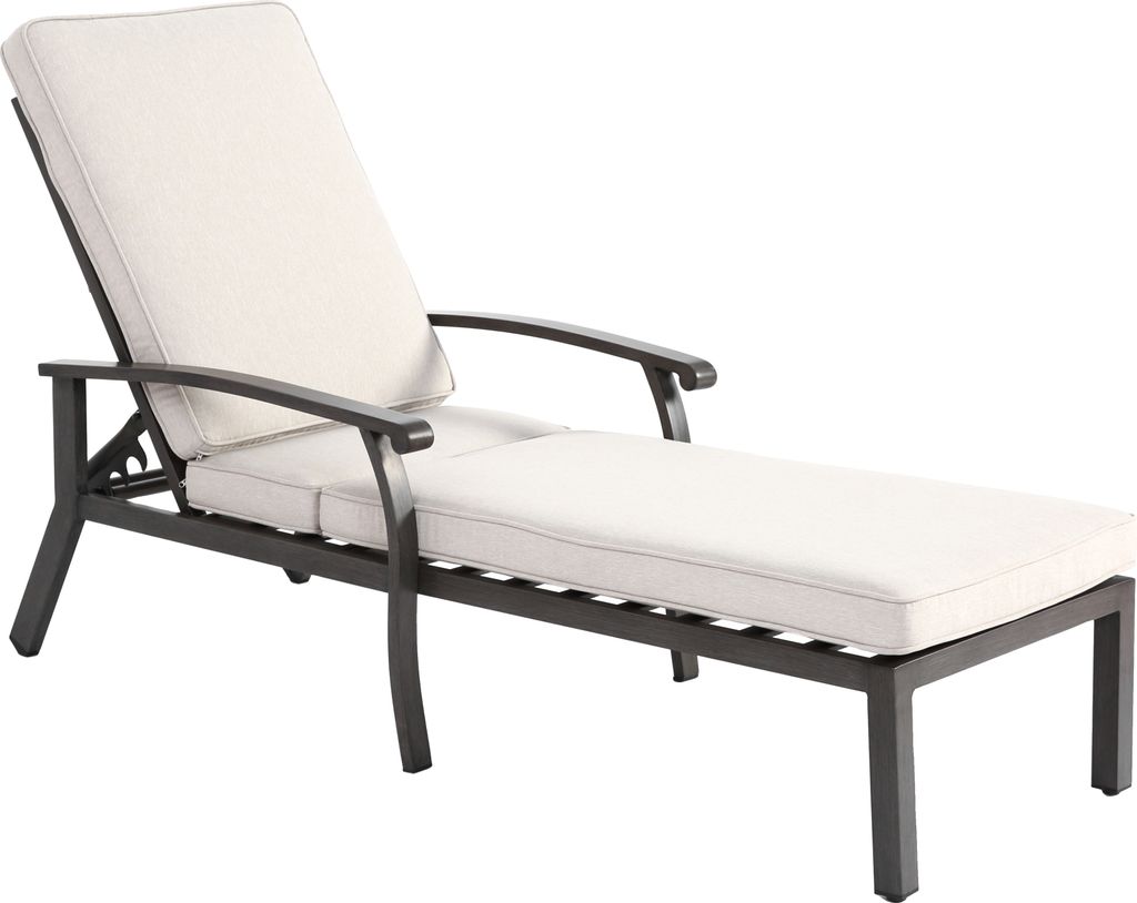 Terrassenstuhl mit Baumwollkissen, verstellbare Liegefläche, frostbeständiges Aluminium, Chaiselongue-Möbel für den Poolbereich, wasserdichtes ...