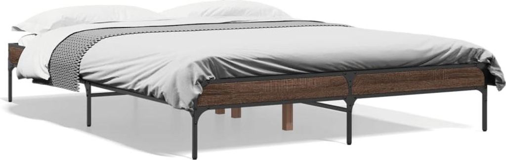 vidaXL Bettgestell Braun Eichen-Optik 140x200 cm Holzwerkstoff Metall