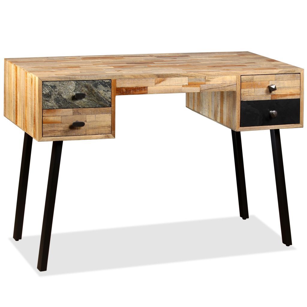 vidaXL Bureau en teck massif recyclé 110 × 50 × 76 cm Image du produit 
