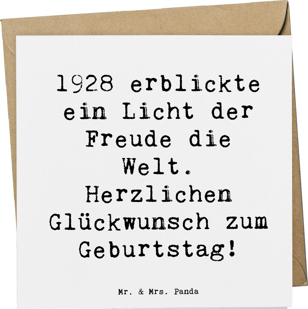 Mr. & Mrs. Panda Glückwunschkarte Spruch 1928 Geburtstag Freude - Weiß - Geschenk, Alter, Grußkarte, nostalgische Grüße, Herzlichen Glückwuns...