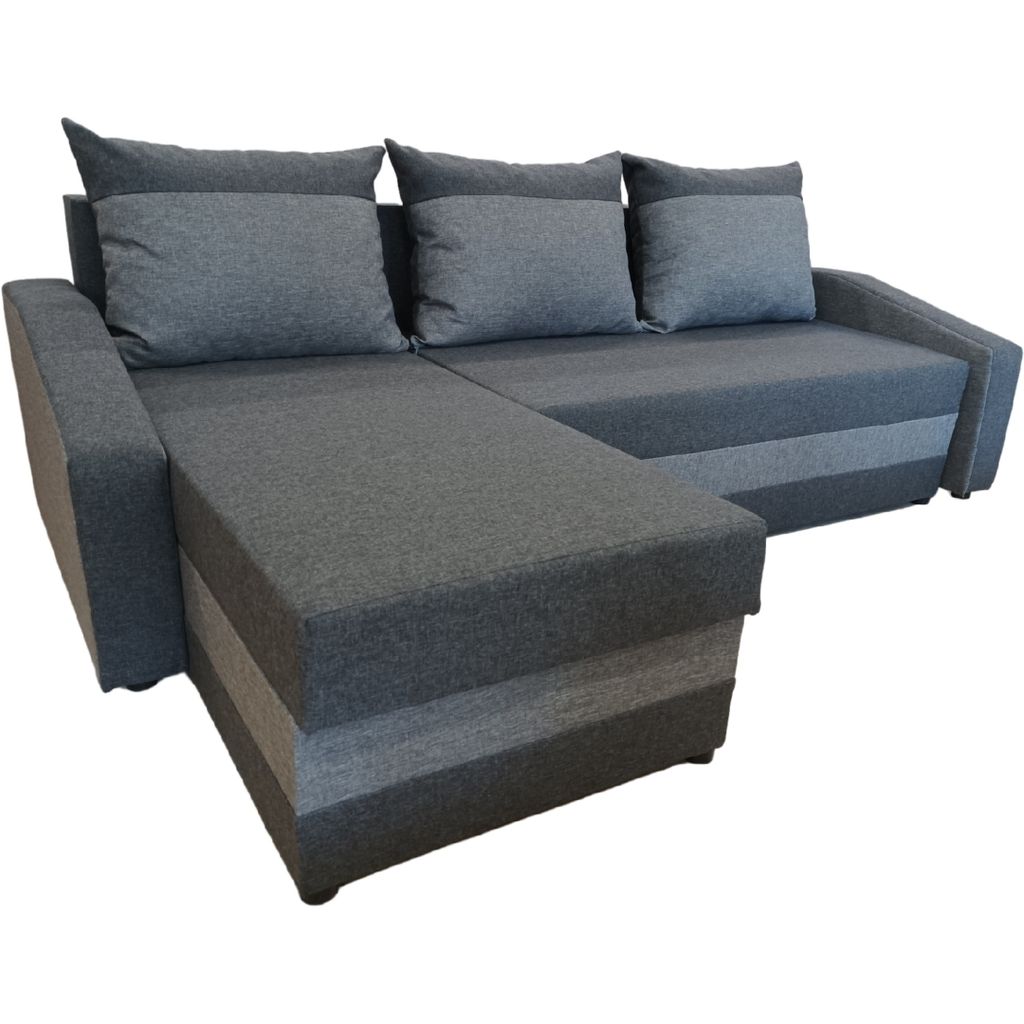 Logan-Ecksofa mit Schlaffunktion und Bettkasten in grau und Produktbild 3