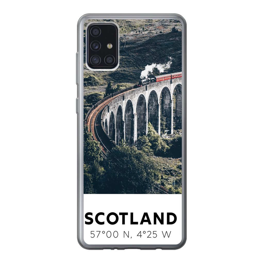 MuchoWow Handyhülle Schutzhülle Hülle für Samsung Galaxy A52 5G Schottland - Zug - Sommer - Eisenbahn Silikon Softcase Handy Hülle - Umschlag