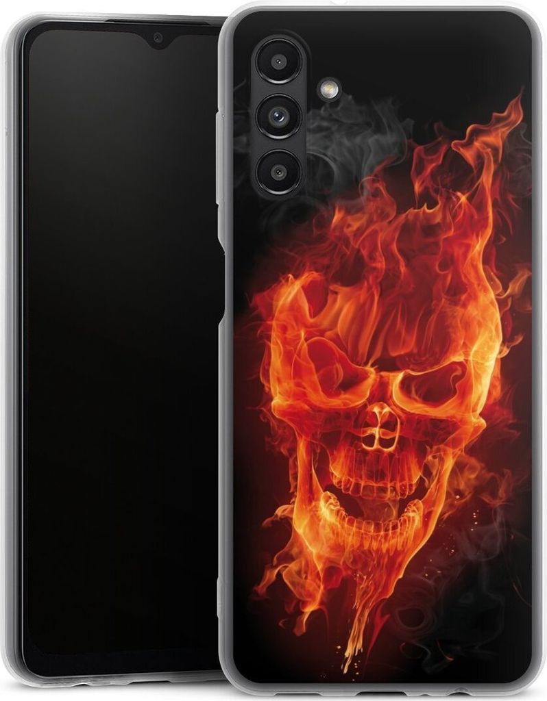 DeinDesign Slim Hülle für Samsung Galaxy A13 5G Silikon Case Ultra Dünn Handyhülle Feuer Schädel Totenkopf