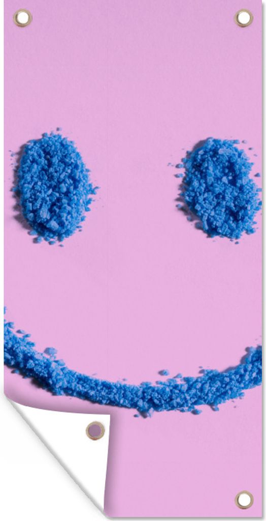 MuchoWow 30x60 cm Outdoor-Poster Gartendeko Sichtschutz Garten Poster für den Garten Lächelndes Smiley-Gesicht aus Pulver