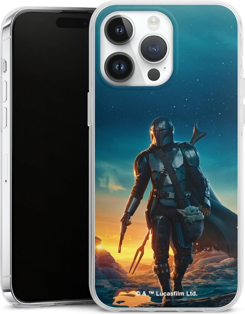 DeinDesign Handyhülle für Apple iPhone 14 Pro Max Silikon Hülle Case Smartphone Schutzhülle Sonnenuntergang Star Wars The Mandalorian