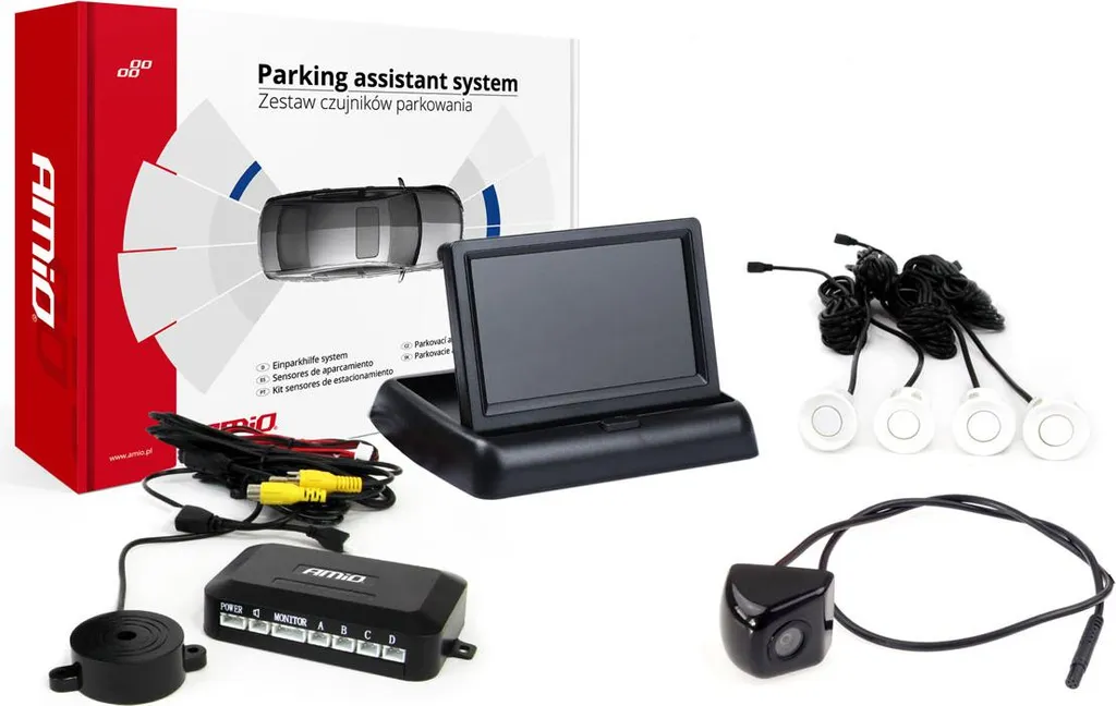 Assistente Parcheggio Professionale: Camera HD-310 e 4 Sensori Bianchi TFT