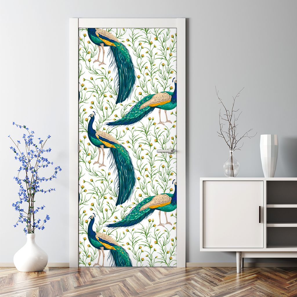 Dekorative Türaufkleber selbstklebend Klebefolie Aufkleber Pfauen 85 x 200 cm