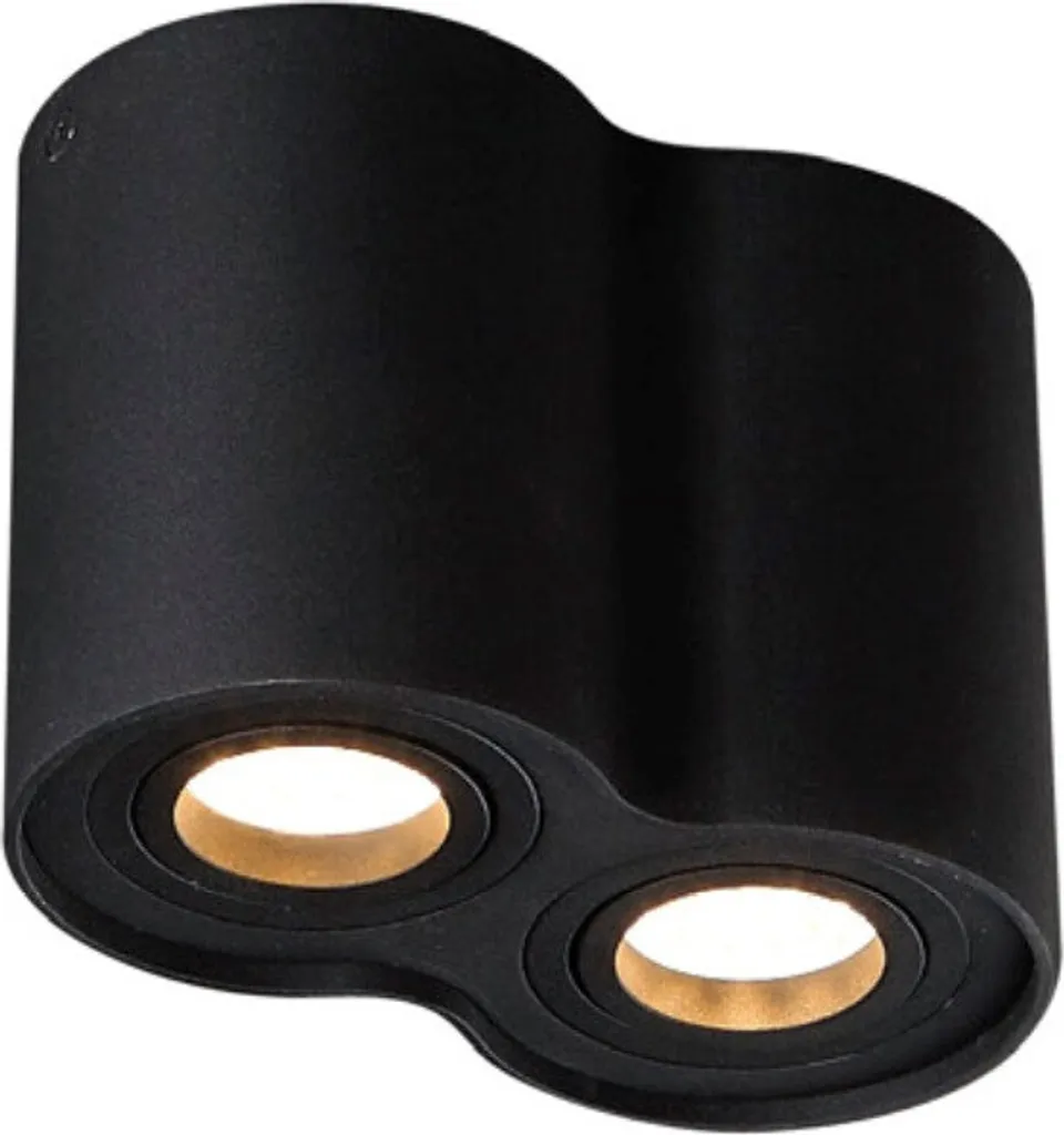 Plafonnier double spot noir en métal BASIC ROUND pour ampoules GU10