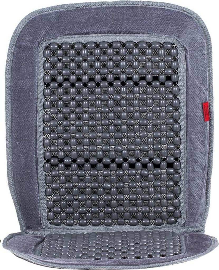 HEYNER® Holzkugel Sitzauflage grau – Auto Sitzbezug mit Produktbild 