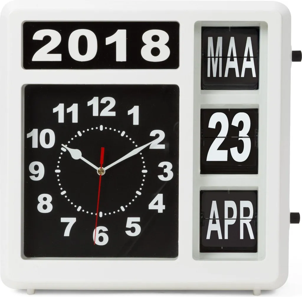 Horloge Calendrier Flip Clock 31 cm - Affichage Date en Néerlandais