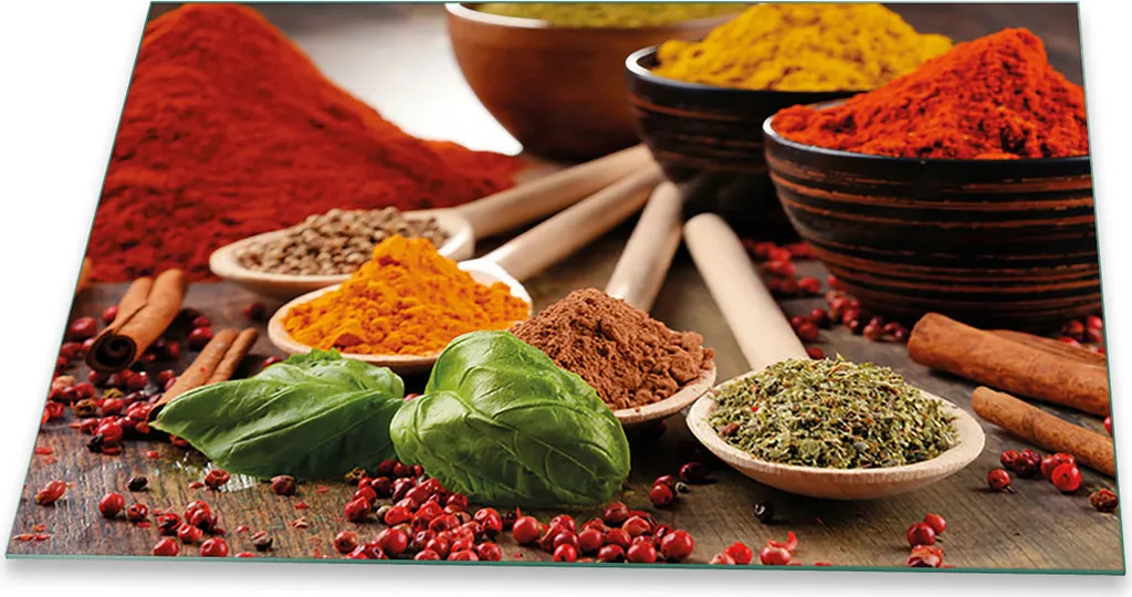 Copri Fornelli in Vetro 80x52 Spezie - Tagliere Gigante Universale