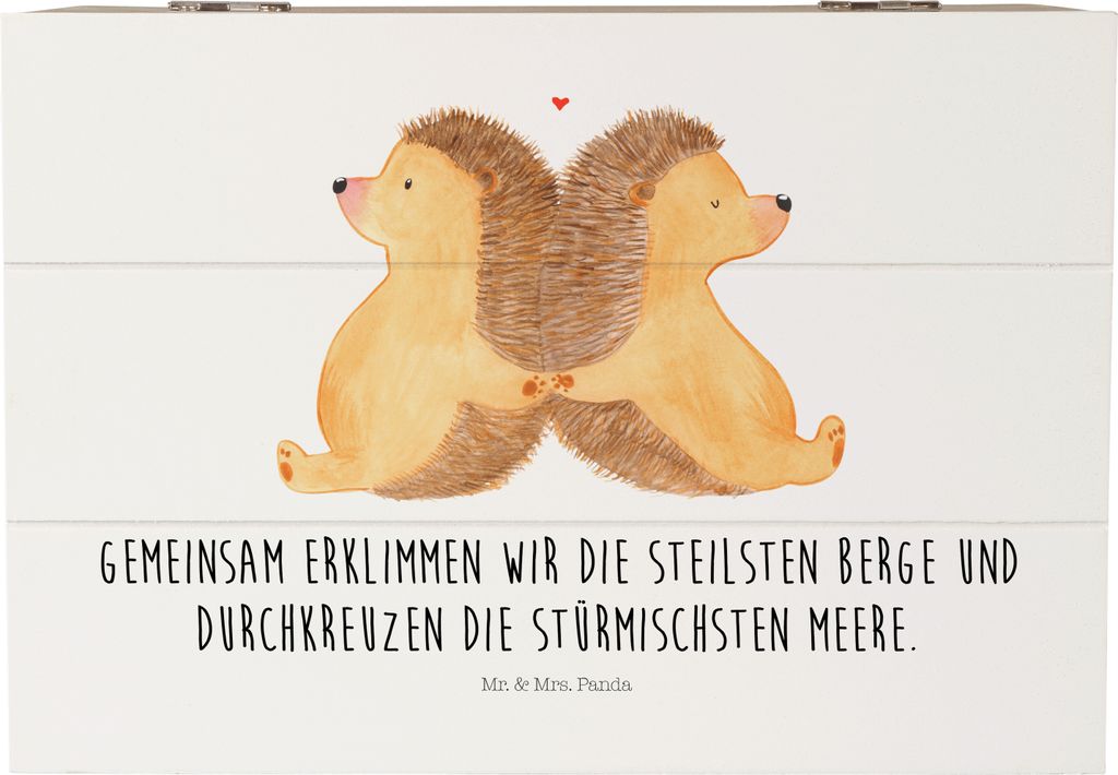 Mr. & Mrs. Panda Box Igel händchenhaltend 22 x 15 cm - Weiß - Geschenk, Hochzeit, Verknallt, fotobox, schatztruhe, schmuckbox, Lieblingsmensch, L...