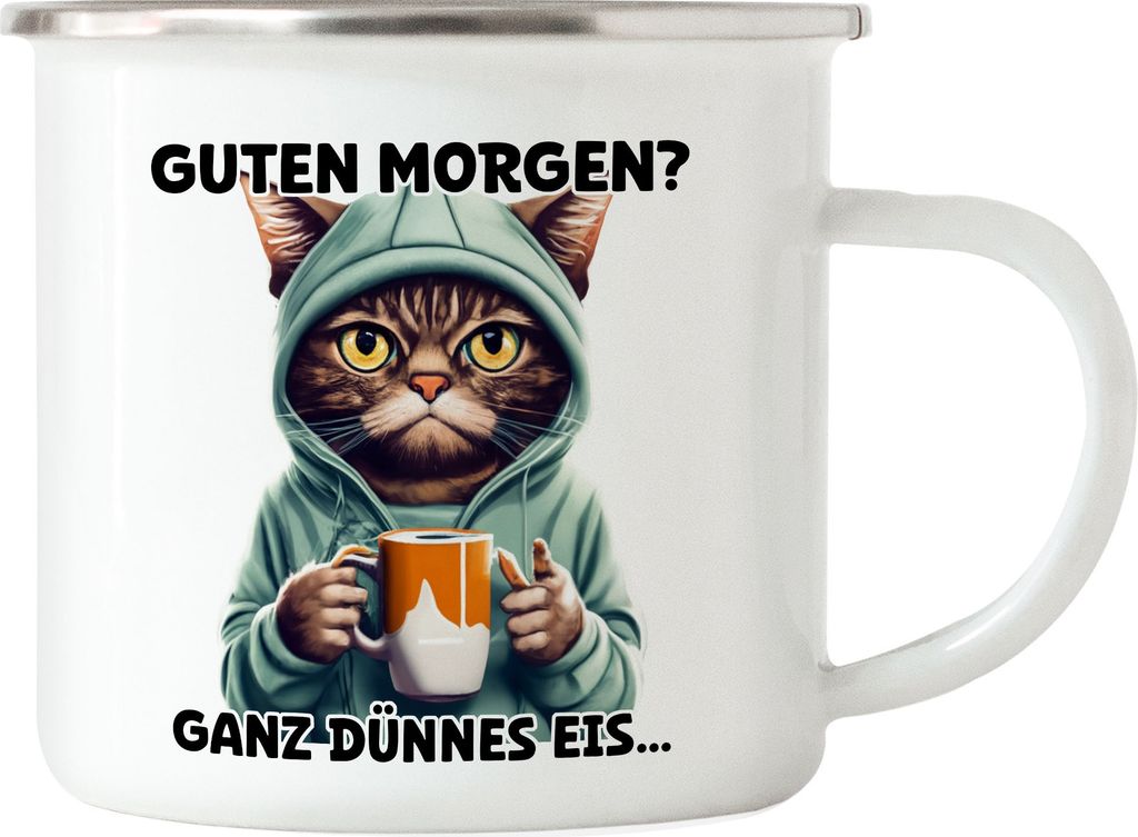 Guten morgen? Ganz dünnes Eis Emaille Tasse Langschläfer Produktbild 