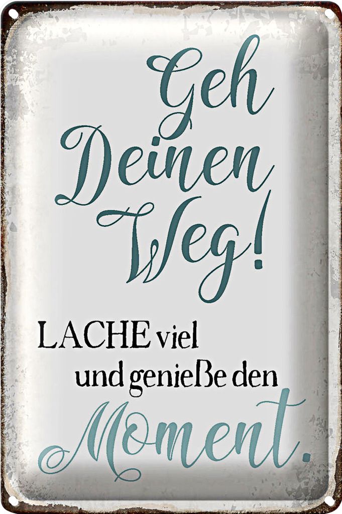 Blechschild Spruch 18x12cm geh deinen Weg genieße Moment