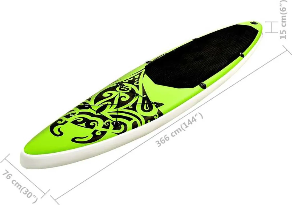 SUP Board Set Gonflable 366x76x15 cm Vert - Stand Up Paddle Complet - 11
