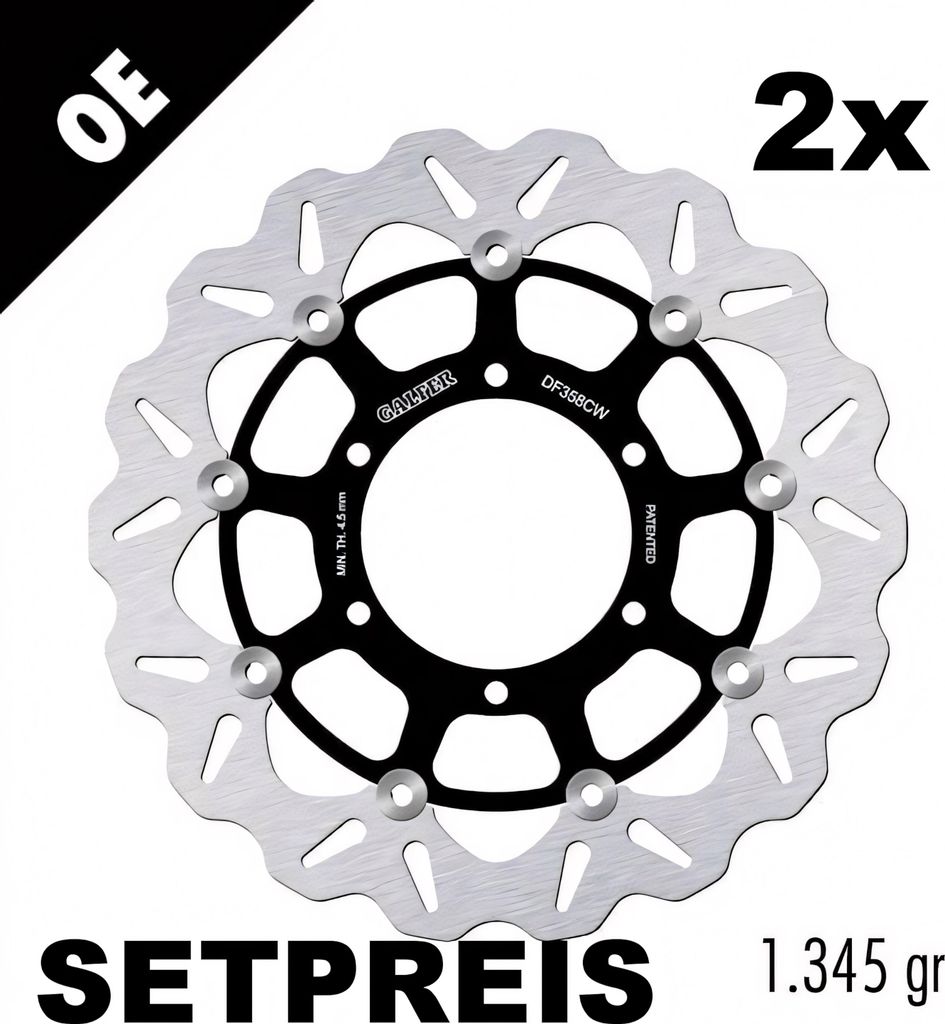 Bremsscheibe Set Galfer 2x DF358CW WAVE schwimmend vorne 310x5mm für Suzuki GSX-R GSX S 600 - 1000 ccm Bj. 2008 - 2021
