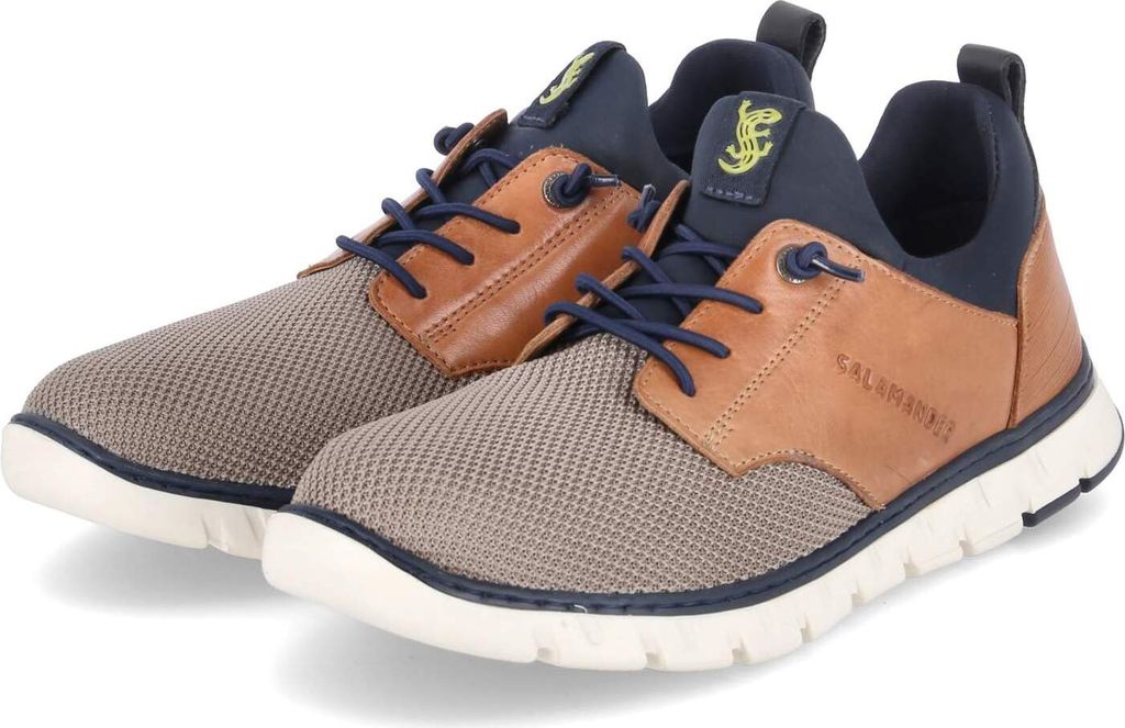 Salamander Herren sportliche Slipper Beige Braun Leder & TextilGröße:42