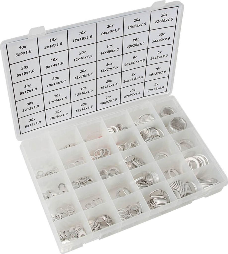 Condor Dichtring Sortiment 520 teilig - Aluminium Dichtringe Set, mit 30 Größen