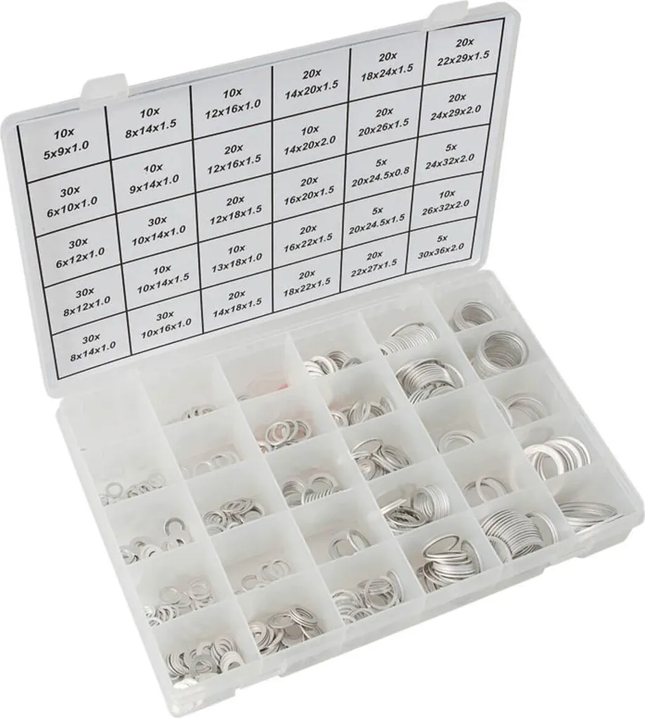 Assortimento di anelli di tenuta Condor 520 pezzi - Set di anelli di tenuta in alluminio, con 30 misure