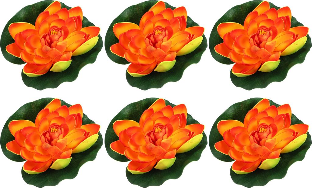 6 Stück Künstliche Schwimmende Lotusblume Künstliche Lotusblume für Gartenteiche Pool Dekoratio Orange 7"