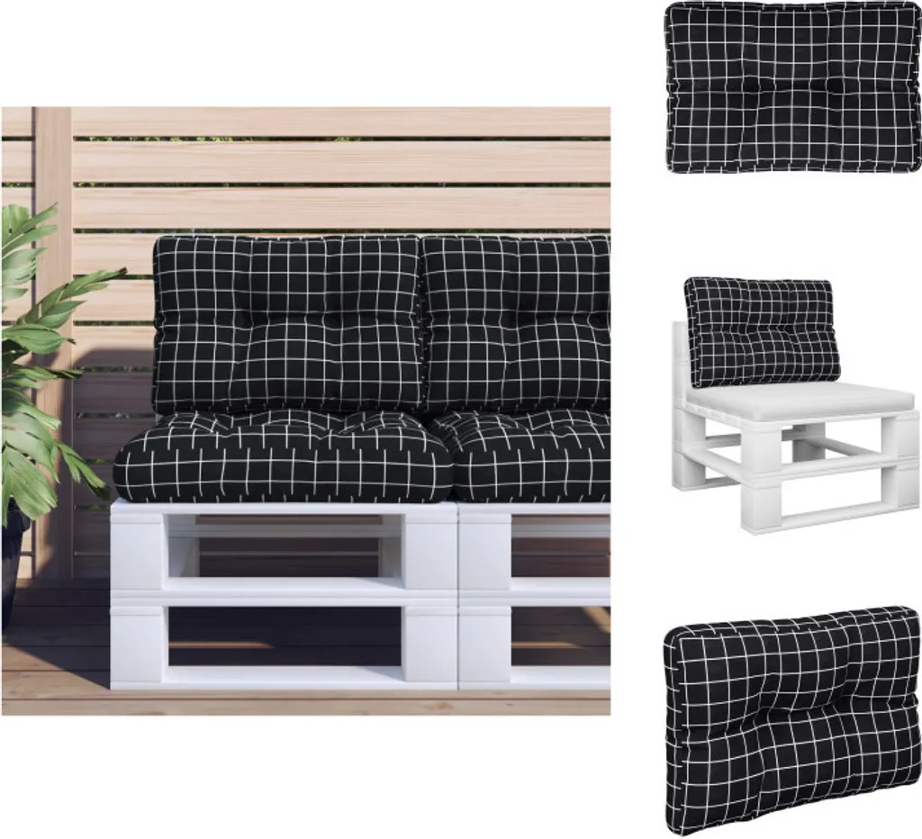 Cuscino per Seduta Pallet Nero 60x40x12 cm | vidaXL Chic a Quadri