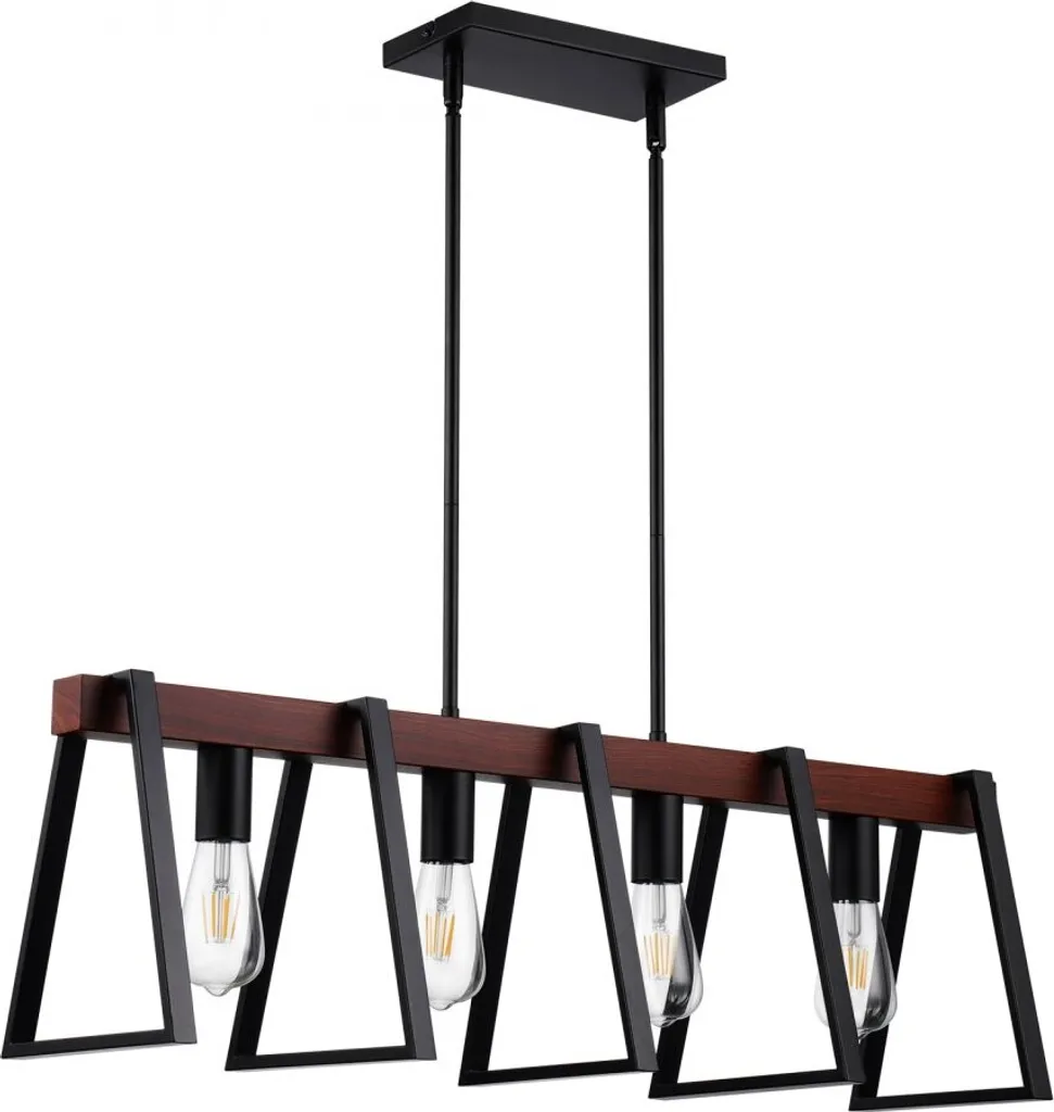 Suspension îlot de cuisine 4 lumières style rétro industriel en métal