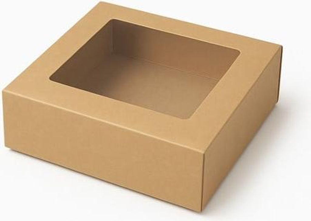 Magnetische Geschenkbox Kraft mit Fenster 180 x 180 x 70 mm Produktbild 