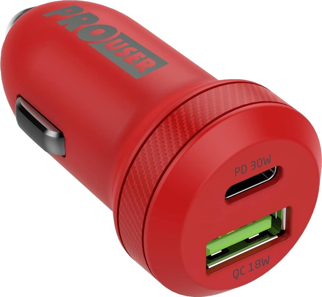 Pro User Dual USB Auto Ladegerät PD und QC 3.0: Schnellladen mit 2 Ausgängen: USB-C Power Delivery 30 W und USB QC 18W - stylischer Adapter für ...
