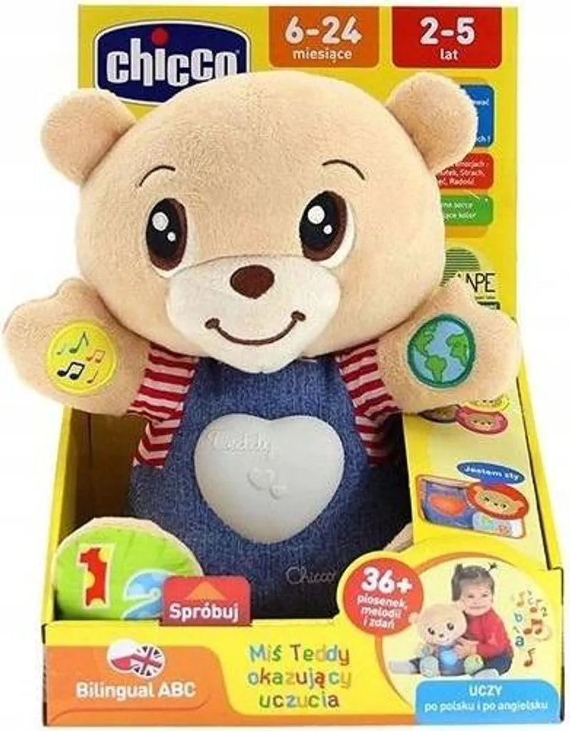 Peluche Interactive Chicco Ours Bilingue 2en1 Polonais et Anglais
