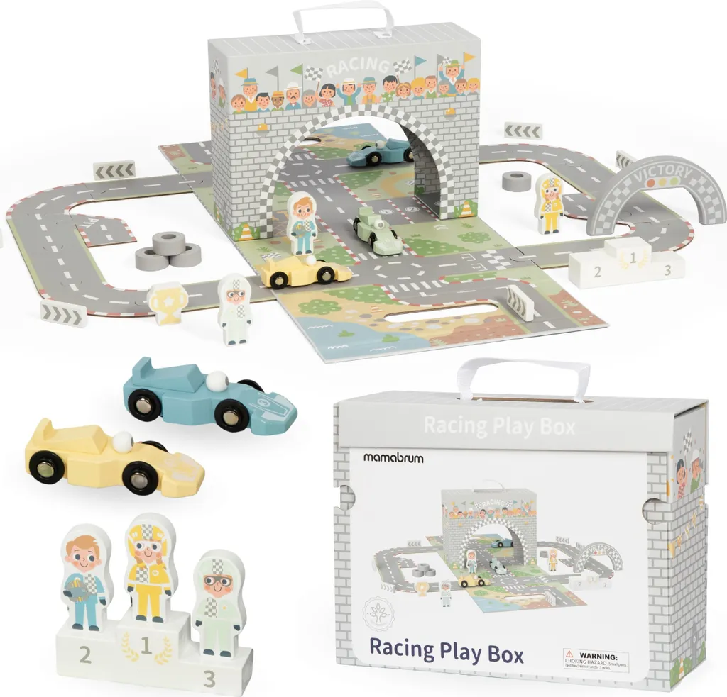 Valise magnétique pliable et circuit en bois avec voitures pour enfant