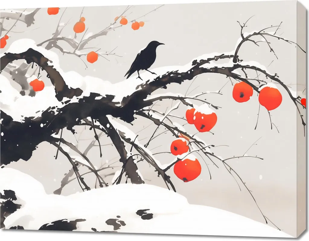Tableau Aquarelle Style Oriental 90x70 cm avec Finition Haute Qualité