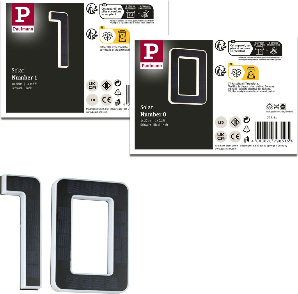 Paulmann Bundle Solar LED Hausnummernleuchte Nummer 10