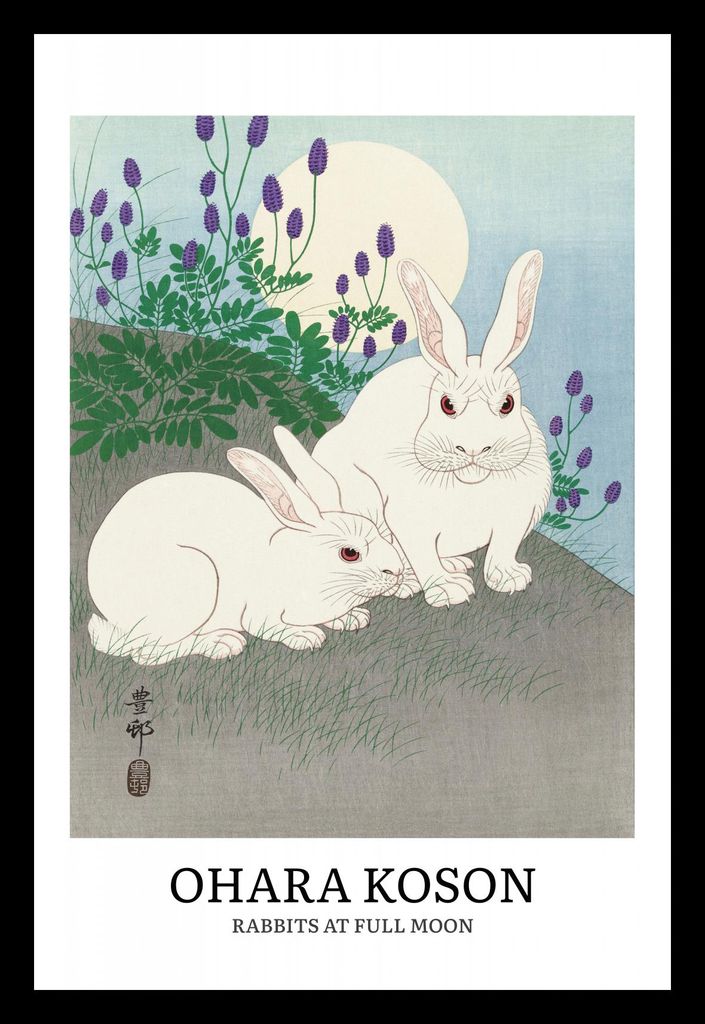 Plakat 20x30cm Design Kaninchen, Koson Vintage für das Wohnzimmer