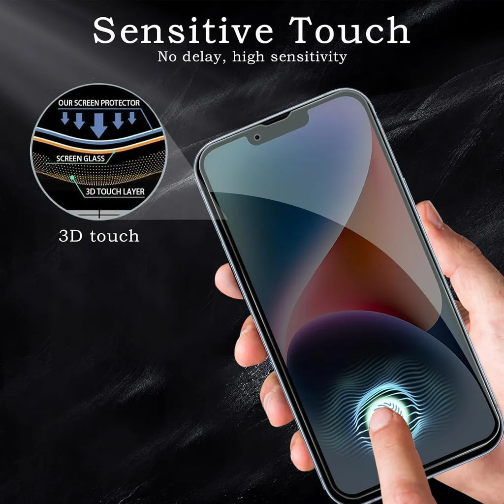 confezione da 2 pellicole per la protezione dello schermo e della fotocamera dell'iPhone 14 Plus - Pellicola in vetro blindato anti-spia, schermo HD per la privacy, resistente alle impronte digitali, durezza 9H - 3
