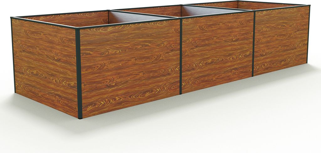 GFP Aluminium Hochbeet KINGSIZE DANIELA - 351 x 119 x 77 cm - Holzoptik, Stecksystem, langlebig