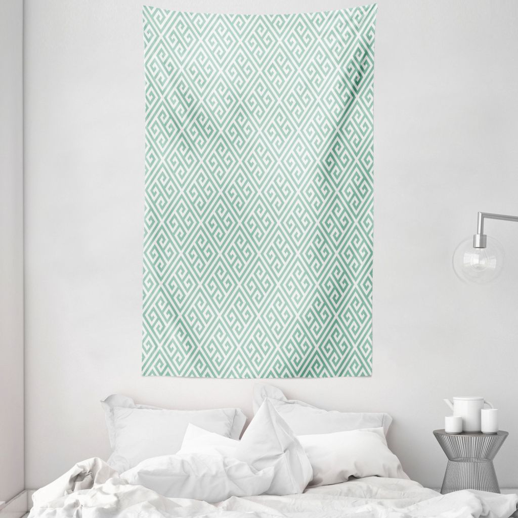 ABAKUHAUS Greek Key Wandteppich und Tagesdecke, Labyrinth Checkered aus Weiches Mikrofaser Stoff Waschbar ohne Verblassen Digitaldruck, 140 x 230 c...