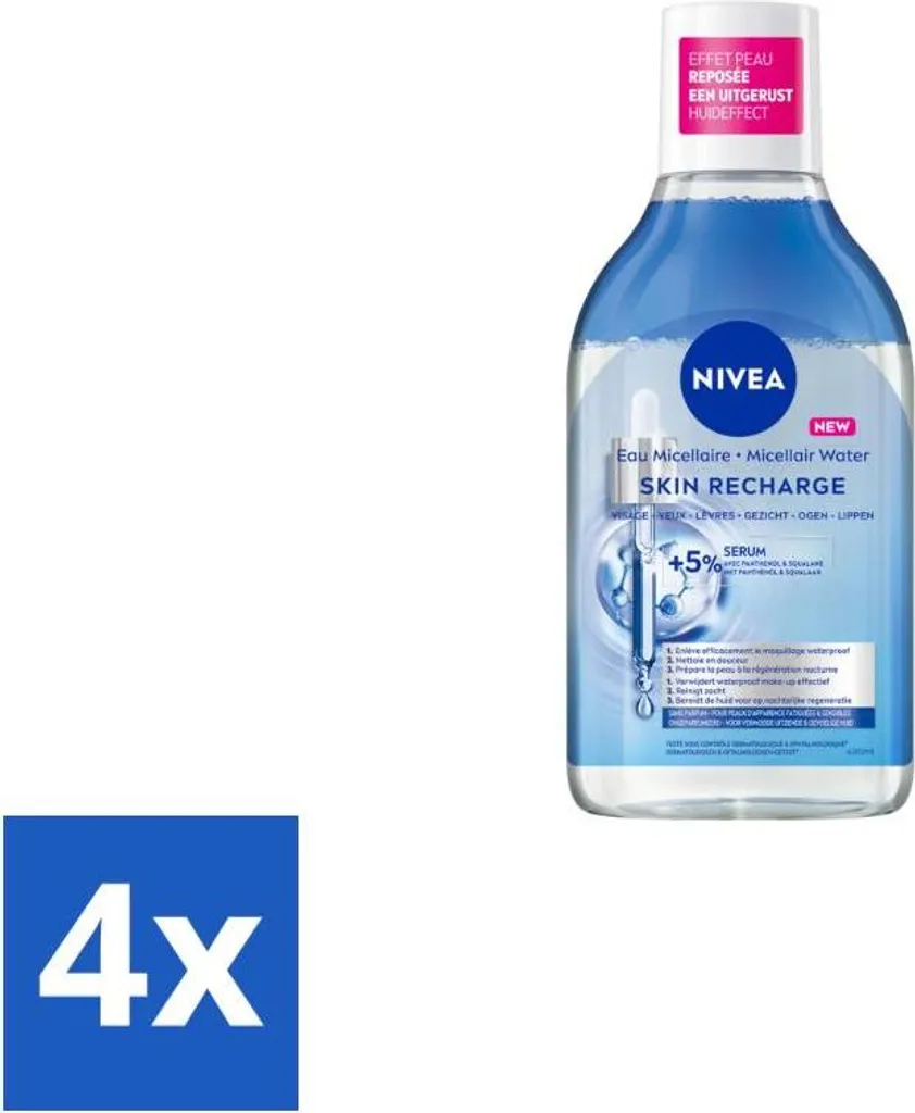 Lot de 4 eaux micellaires NIVEA sérum démaquillant visage et yeux