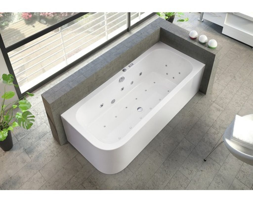 Whirlpool OTTOFOND Spirit 80 x 180 cm linke Ecke abgerundet weiß glänzend 70016