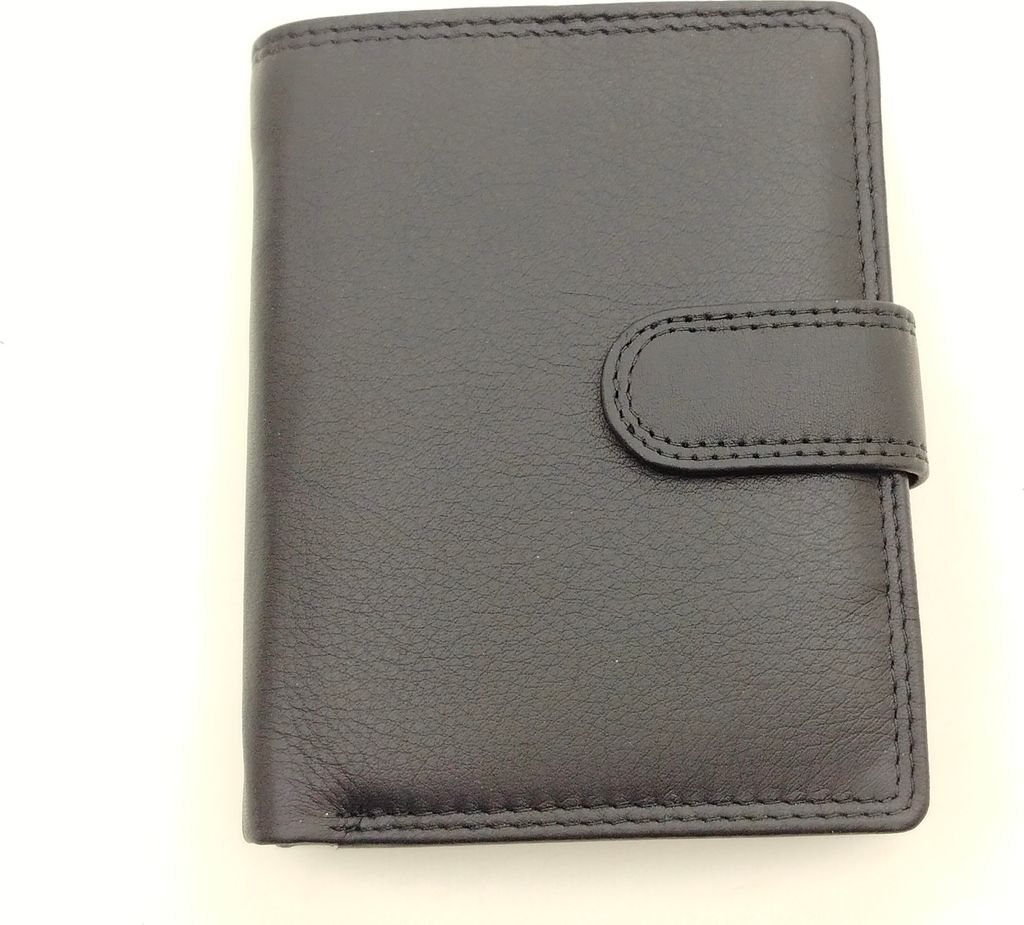 Herrenbörse Herren Geldbörse Leder Brieftasche Kombibörse CM, mit Lasche schwarz
