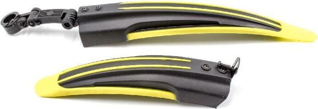 vhbw Fahrrad Schutzblech Set für Vorderrad, Hinterrad zur Montage an alle Mountainbikes mit 24" / 26" Reifen - schwarz / gelb Kunststoff