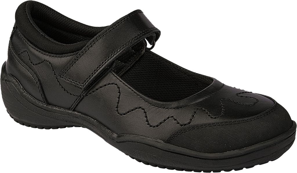 Roamers - Mädchen Schul-Uniform-Schuhe, Leder DF1774 (30 EU) (Schwarz)