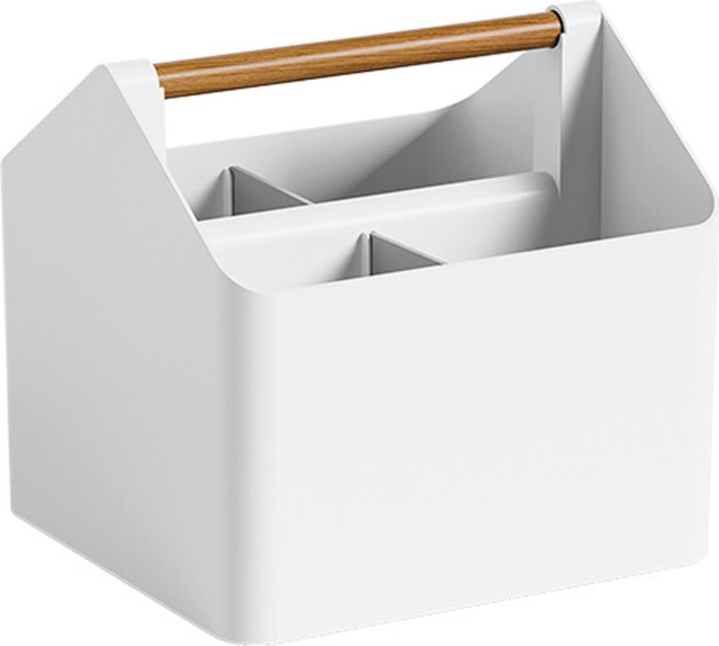 Schreibtisch-Aufbewahrungsbox mit 4 Fächern, große Kapazität, multifunktionale Make-up-Organizer-Box, wiederverwendbar, für Büro, Schrein, Sti...