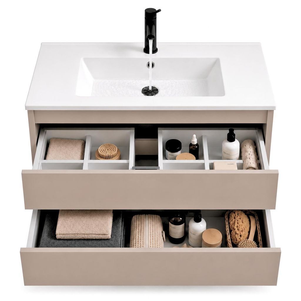 Badezimmerschrank 60 cm mit Keramikwaschbecken, 2 Produktbild 