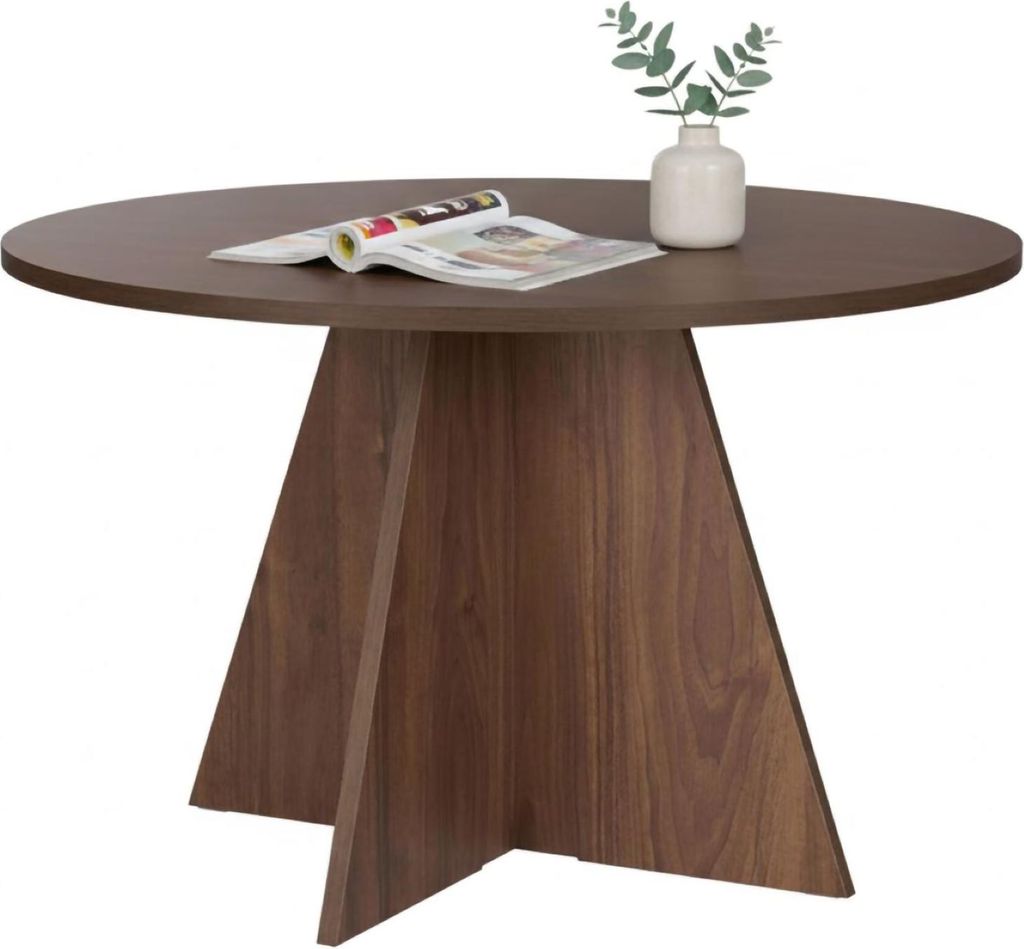 Dmora Fester Tisch Racale 120x120x75h cm Nussbaum Braun, 4 Plätze, Runde Form