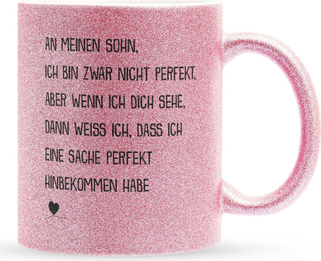 22Feels Glitzertasse Pink Sohn Geschenk Geburtstag 18 Jahre Kinder Jungs Abitur Master Uni Abschluss Bachelor Weihnachten Haferl Firmung Konfirmati...